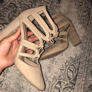 Lace up block heel sandals